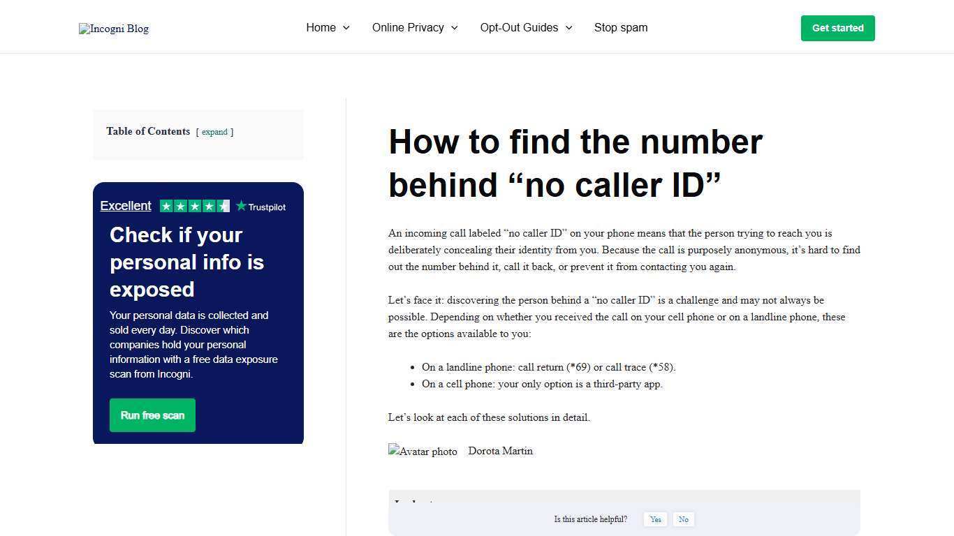 How to find the number behind “no caller ID” [2026] | Incogni
